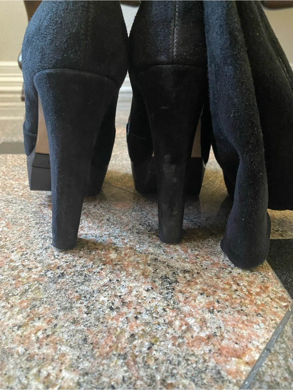 Le Silla Leather Black Over-the-Knee Platform Heel Boots